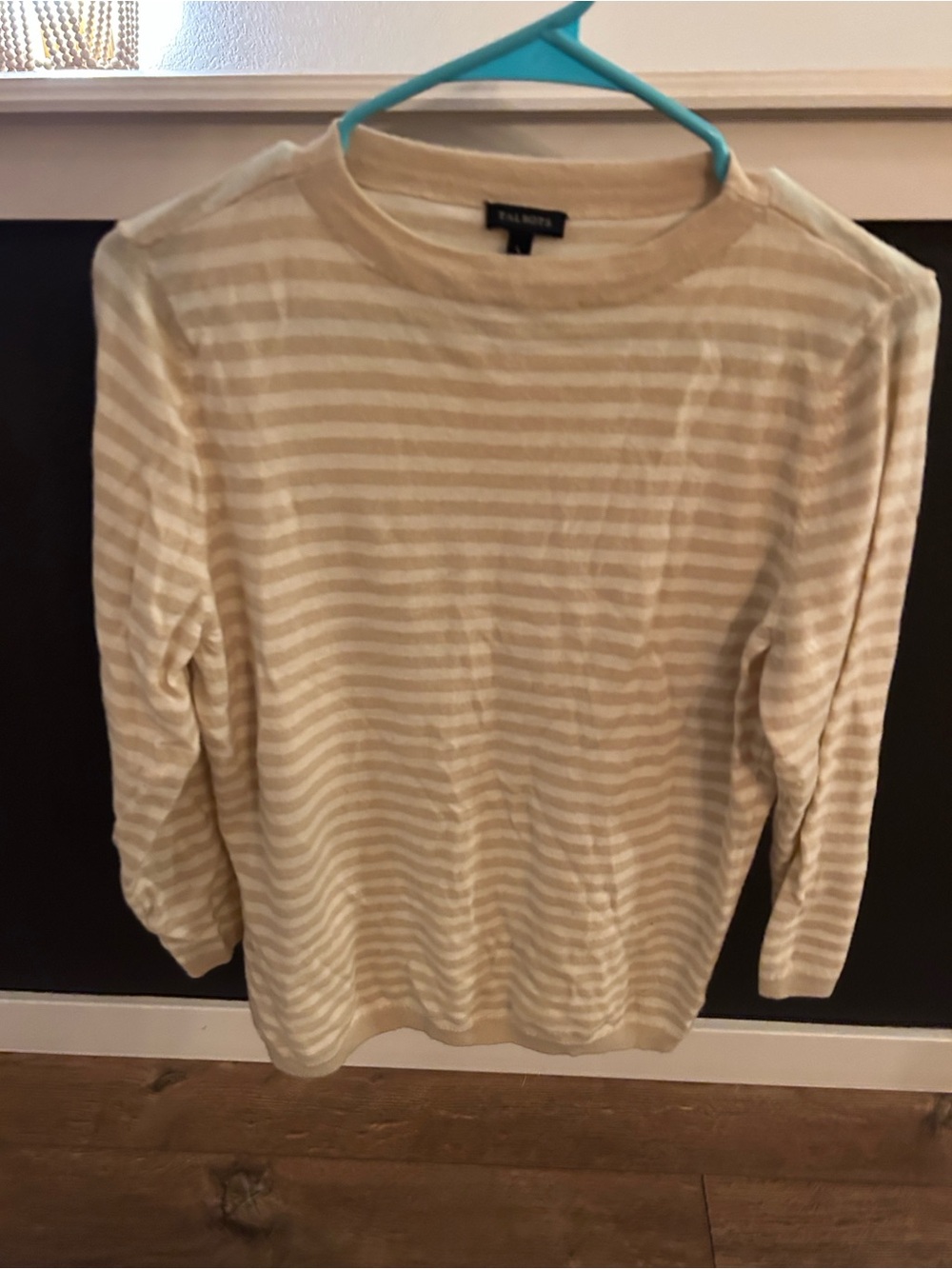 White and tan striped long sleeve from Tal Bots
